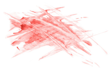Obraz na płótnie Canvas Abstract watercolor background hand-drawn on paper. Volumetric smoke elements. Red color. For design, web, card, text, decoration, surfaces.