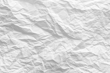 White wrinkled paper. Creased pattern. Biodegradable material. Abstract art background. Copy space.