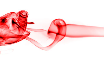 Red smoke abstract on white background, ink water