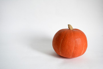 Ripe orange pumpkin on a light background