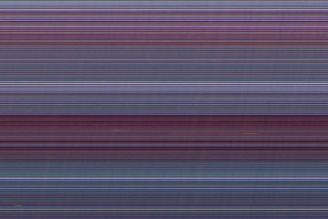 Glitch error. Digital pixel noise. Steel blue maroon striped pattern overlay.