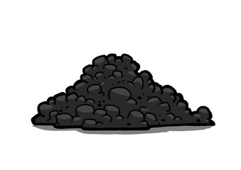 Charcoal on white background isolated. a handful, a heap of coal, coal powder. Vector illustration