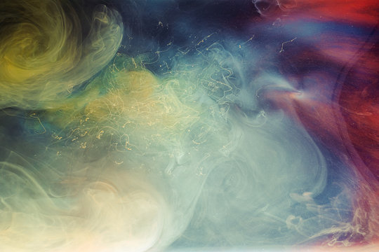 Steam background. Enchanted cloud. Multicolor smoke effect.