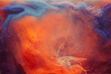Naklejka na ściany i meble Art background. Mysterious glow. Orange abstract fume flow.