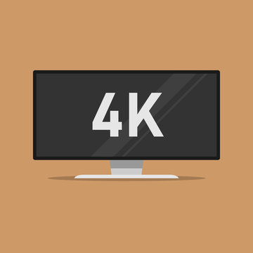 4K TV icon in a flat style. Vector illustration.