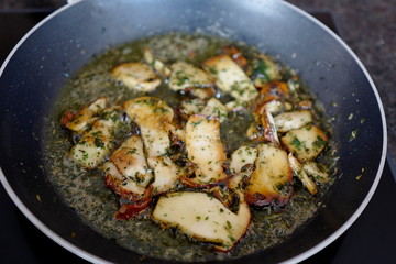 fresh cooking at home delicious roasted boletus edulis 