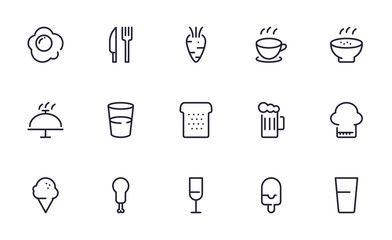 Food icons set outline style