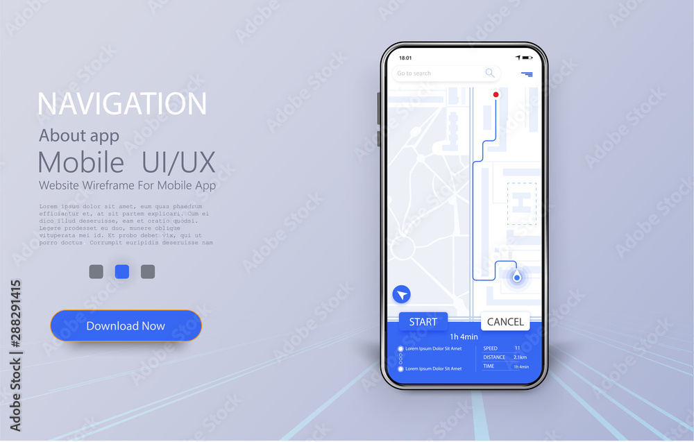 Leinwandbilder smartphone with map and navigation pinpoint on screen. online mobile app ui, ux and gui screen. gps 