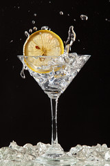 Glass, Lemon And Splash Of Water