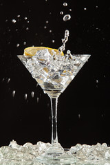 Glass, Lemon And Splash Of Water
