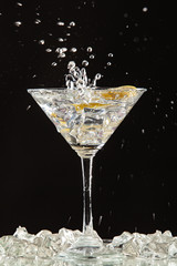 Glass, Lemon And Splash Of Water