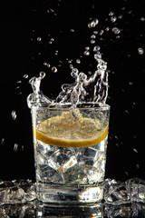Glass Of Water, Ice And Lemon