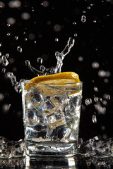 Glass Of Water, Ice And Lemon