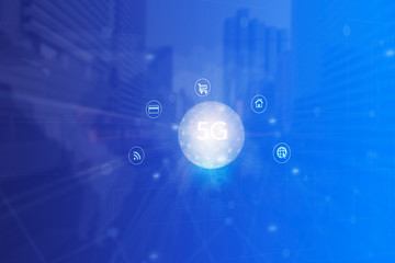 Digital marketing. Business using modern interface payments online shopping communication and icon customer network connection on virtual screen. Business innovation technology 5G concept.