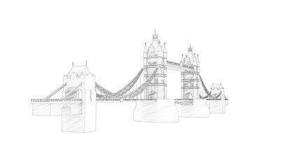3d rendering of the Tower bridge in London isolated