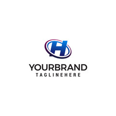 Swoosh Letter H technology logo concept template