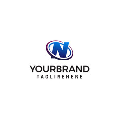 Swoosh Letter N technology logo concept template