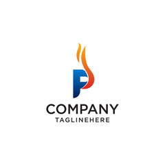 initial Letter P fire logo design. fire company logos, oil companies, mining companies, fire logos, marketing, corporate business logos. icon. vector