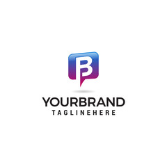 letter B chat logo abstract, vector alphabet. Communication icon vector, social media icon