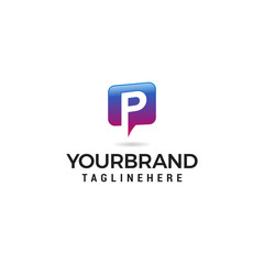 letter P chat logo abstract, vector alphabet. Communication icon vector, social media icon