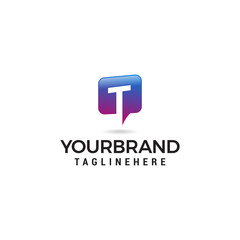 letter T chat logo abstract, vector alphabet. Communication icon vector, social media icon