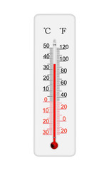 Celsius and fahrenheit scale meteorology thermometer for measuring air temperature. Thermometer...