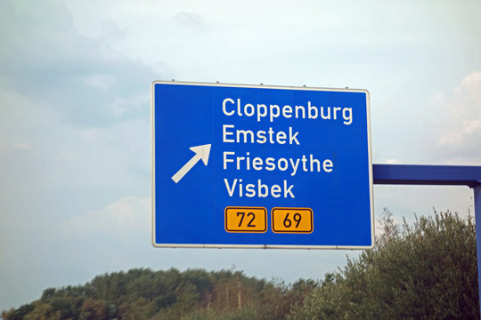 autobahnschild, cloppenburg, emstek, friesoythe, visbek, b72, b69