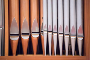 Naklejka premium A pipe organ in the concert hall.