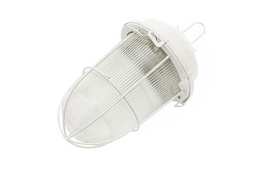 Closeup image of outdoor lantern lamp isolated at white background.