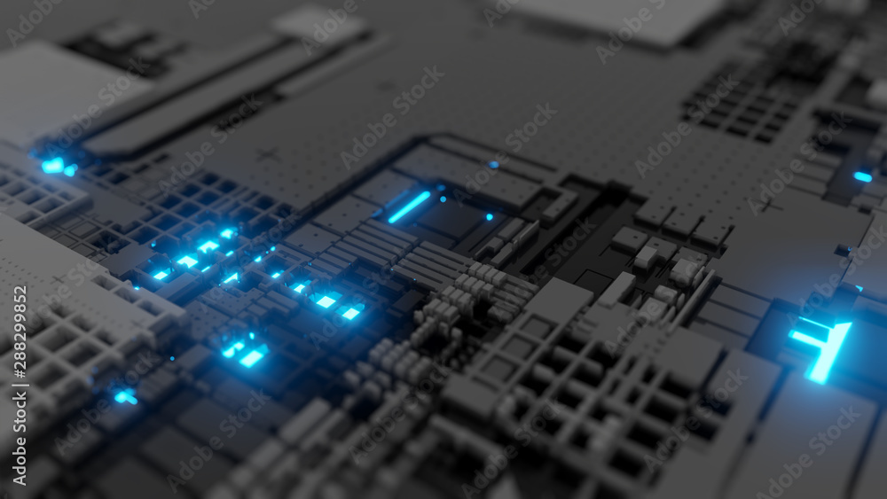 Poster 3d render abstract technology background with cubes