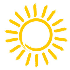 bright orange yellow sun icon or symbol vector illustration