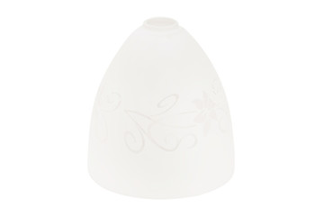 Closeup image of white plastic modern lamp shade isolated at white background.
