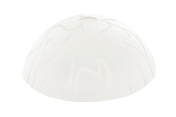 Closeup image of white plastic modern lamp shade isolated at white background.