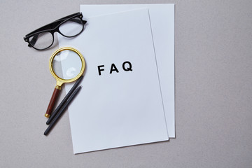 Analysis and analytic concept. Education, Q and A or question and answer concept. Magnifying glass...