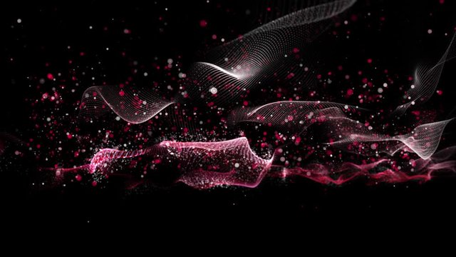 Futuristic animation with wave and particles in slow motion, 4096x2304 loop 4K