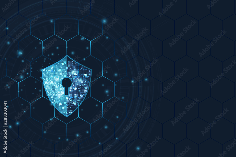 Poster abstract security digital technology background.protection mechanism and system privacy.vector illus