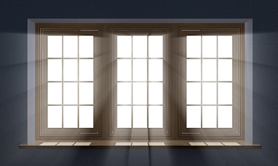 3d illustration. Light window in an empty room.