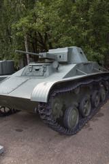 Fototapeta na wymiar Small tank, USSR. Military equipment of the Second world war.