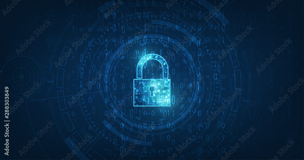 Poster padlock with keyhole icon in. personal data security illustrates cyber data or information privacy i
