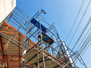 Steel scaffolding for various construction work.