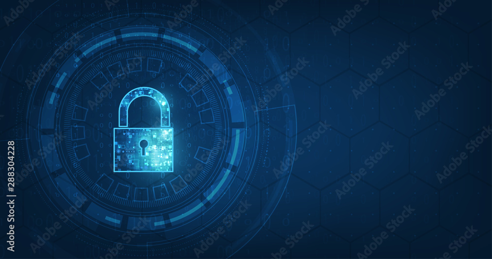 Poster padlock with keyhole icon in. personal data security illustrates cyber data or information privacy i