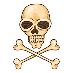 Vector Cartoon Skull and Crossbones