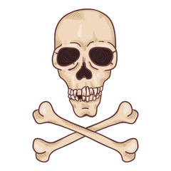 Vector Cartoon Skull and Crossbones Illustration