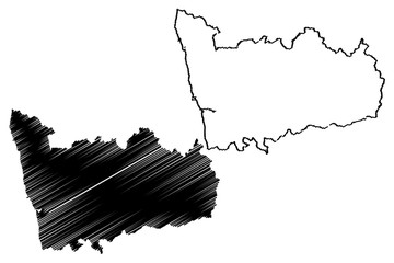 Porto District (Portuguese Republic, Portugal) map vector illustration, scribble sketch Porto map