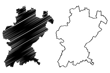 Santarem District (Portuguese Republic, Portugal) map vector illustration, scribble sketch Santarém map