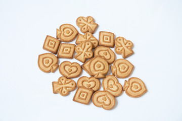 butter cookies different form on white background