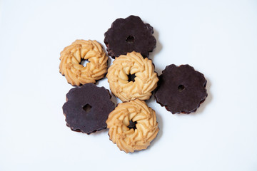 butter cookies different form on white background