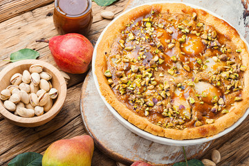 Autumn pie with pear