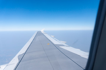 view on earth from the window of the airplane