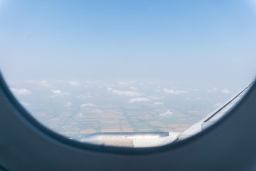 Fototapeta premium view on earth from the window of the airplane